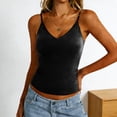 thumbnail image 2 of YODETEY Women’s Women’s Ribbed Fitted V-Neck Spaghetti Strap Tank Top , Black,Size S-XL, 2 of 7