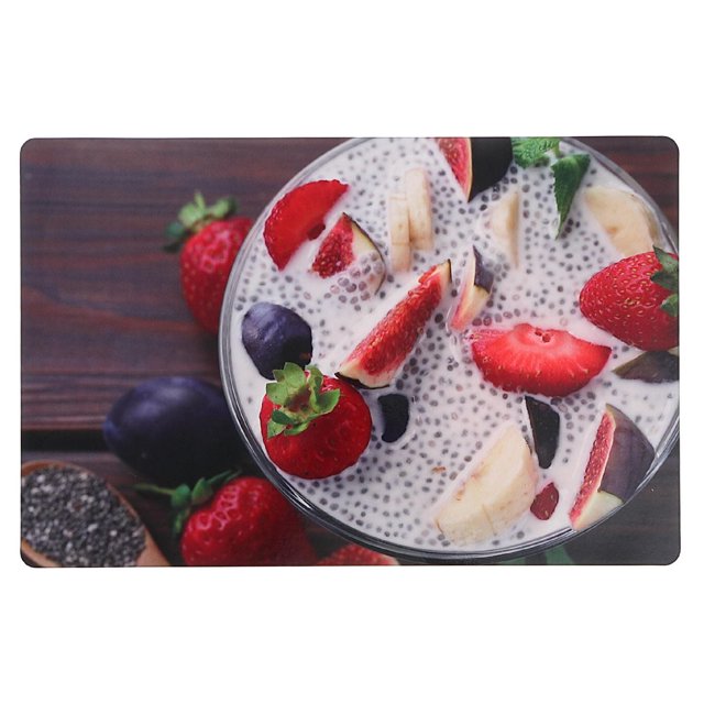 IH Casa Decor Plastic Placemat Chia Fruit Pudding - Ensemble De 12