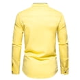 thumbnail image 4 of VSSSJ Button Down Shirts for Men Slim Fit Color Block Patchwork Long Sleeve Collared Dress Shirts Casual Fashion Thin Lightweight Business Shirt Yellow01 S, 4 of 6