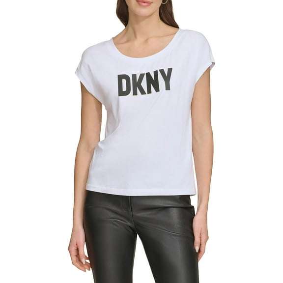 DKNY Womens Logo Cotton Pullover Top