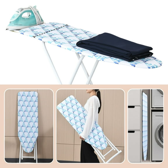 Thehsnt 42 Inch Full-Size Foldable Ironing Board with Heat-Resistant Cover - Space Saving Design for Home Use