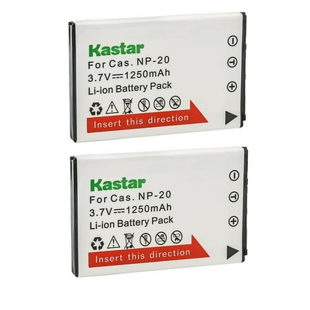 Kastar 2-Pack Battery CNP-20 Replacement for Casio NP-20 NP20 CNP-20 CNP20 Battery, Casio BC-11L BC-31L Charger