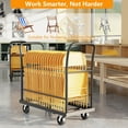 thumbnail image 4 of HOHYN 40" Heavy Duty Folding Chair Cart & Storage Rack, 46.1"W Holds 15+ Chairs, 300 lb Capacity Metal Dolly with 4 Wheels (2 Lockable) for Office, Conference & Events, Matte Black, 4 of 8