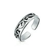 Cut-Out Celtic Swirl Filigree Thin Midi Band Toe Ring Silver Sterling