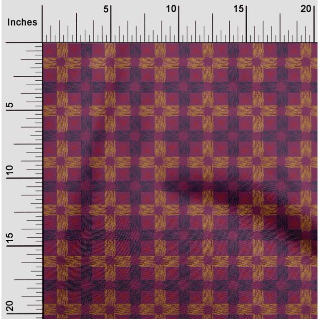 oneOone Cotton Poplin Fabric Check & Triangle Ikat Print Fabric BTY 56 Inch Wide