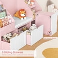 thumbnail image 6 of Homfa Kids Bookshelf with Reading Nook & 3 Movable Drawers, 2 Cube Bookcase with 4-Tier Book Racks, Toy Storage Organizer for Playroom Bedroom, Pink, 6 of 7