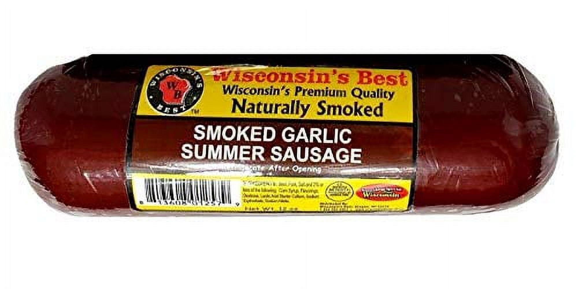 Wisconsin's Best - Garlic Smoked Summer Sausage, 12 oz | Shelf Stable, Keto Friendly, High Protein, Low Sugar, Low Carb | Summer Sausage | Great for Charcuterie
