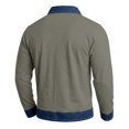 thumbnail image 4 of Long Sleeve Polo Shirts for Men Button Placket Lapel Collar Pullover Color Block Vintage Denim Contrast Trim Regular Fit Casual Tops Gray XXL, 4 of 8