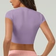 thumbnail image 4 of Lenpel Crop Workout Tops for Women Seamless Short Sleeve V Neck Slim Solid Color Yoga Athletic Shirts Cropped Gym Tees, 4 of 4