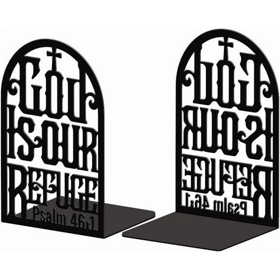 Metal Bookends for Shelves Modern Decorative Heavy Duty Study Book Support Stoppers for Office Desk Shelf Room 5.3"x4.3"x7.8" Cast Iron Simple Tall Bookends 1 Pair (Bible) Black