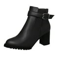 thumbnail image 1 of NECHOLOGY Botas Mujer Adulto Femenino Zapatos Botines de mujer Botas informales gruesas romanas, zapatos de tacón al tobillo a la de cuero para mujer, botas para mujer (Black, 10), 1 of 6
