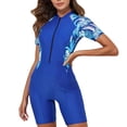 thumbnail image 1 of PEASKJP Maillot de Bain une Pièce pour Femmes, Protection Solaire à Manches Longues, Bleu S, 1 of 5