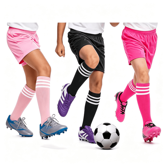XIBUFE Girls Soccer Socks Kids Youth Baseball Softball Over Calf Socks Soft soccer socks for girls