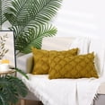 thumbnail image 6 of NOMADIC NOOK 4 Pcs Solid Color Cut Flower Checkered Pillow Covers Yellow 12" x 20"/18" x 18", 6 of 6