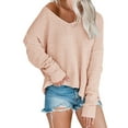 thumbnail image 1 of Sherrylily Women Off Shoulder Knit Sweaters Oversized Long Sleeve Loose Lightweight Pullover, 1 of 4