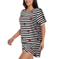 thumbnail image 2 of Picia Ladybugs on Black and White Striped Pajamas Sets for Women Soft Short-Sleeved Pjs with Lounge Shorts Two Piece Sleepwear-4X-Large, 2 of 9