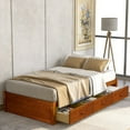 thumbnail image 3 of Gzxs Wooden Platform Bed with 3 Storage Drawers, Twin Size, Walnut, 3 of 10