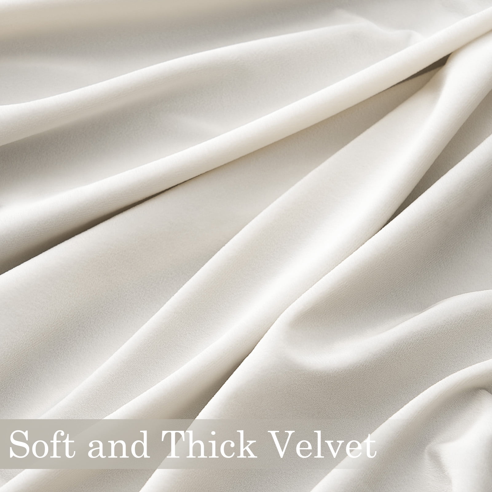 Topfinel 90 Inches Long Cream Velvet Curtains for Bedroom, Back Tab Light Blocking White Curtains with Hooks, Room Darkening Double Sided Drapes，Set of 2