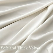 Topfinel 90 Inches Long Cream Velvet Curtains for Bedroom, Back Tab Light Blocking White Curtains with Hooks, Room Darkening Double Sided Drapes,Set of 2