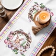thumbnail image 3 of Bunny Easter Table Runner - 70 Inch Long Spring Floral Eggs Pastoral Rabbit Cotton and Linen Blended Dress Scarves Farmhouse Table Runner for Kitchen Dining, Coffee Table, 13" x 70", 3 of 8