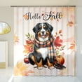 thumbnail image 3 of Hello Fall Bernese Mountain Dog Scarf Welcome Autumn with Leaves Pumpkins Shower Curtain Berner Lover Gifts Waterproof Bathroom Bathtub Curtain - 00011, 3 of 5