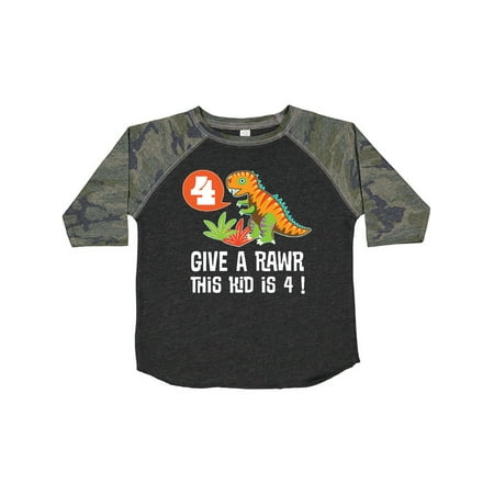 

Inktastic 4th Birthday Party Dinosaur Outfit Gift Toddler Boy Girl T-Shirt