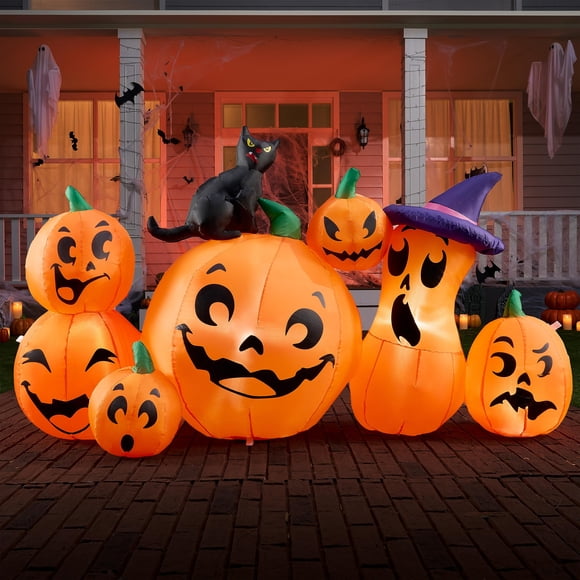 Joiedomi inflable para decoración de Halloween, 6 pies, con 7 calabazas y un gato