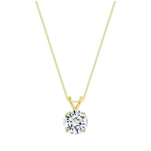 NEW Shree Jewels! Super Pretty 1 Carat Moissanite Solitaire Necklace In Solid 14K Yellow Gold