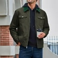 thumbnail image 2 of Full Zip Jackets for Men Fall Trendy Casual Cargo Jacket Outwear Lapel Neck Coat with Pockets Fall Spring Winter (M, Army Green), 2 of 7