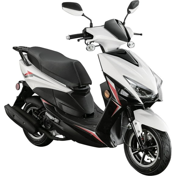 HHH X18 150cc Scooter Street Motorcycle Gas Moped 150cc Adult Bike with 10 inch Aluminum Wheels-White