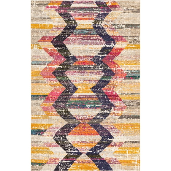 Rugs.com Vivid Collection Rug – 5' x 8' Multi Medium-Pile Rug Perfect For Living Rooms, Large Dining Rooms, Open Floorplans