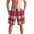 thumbnail image 4 of Dailycode Men's Quick Dry Swim Trunks Beach Shorts Casual Summer Board Shorts with Pockets, Red and White Plaid, 4 of 8