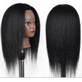thumbnail image 4 of Cabeza de maniquí afroamericano, cabeza de maniquí de pelo Real para peinar, negro, 16 pulgadas, 4 of 5