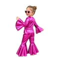 thumbnail image 2 of vastwit Little Girls Shiny Metallic Flare Jumpsuit Disco Themed 70s Birthday Party Outfit Hot Pink 5T, 2 of 7