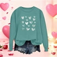 thumbnail image 1 of Mceream Chandails de la Saint-Valentin pour Femmes Mode Décontractée Imprimé Cœur Graphique Manches Longues Chemises Surdimensionnées Col Rond Chandail Hauts Grande Taille Vert Menthe m, 1 of 5