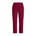 thumbnail image 5 of LIaqionyy Women's Baggy Pants Elastic Waisted Straight Leg Loose Casual Work Solid Color Trousers with Pockets, 5 of 8