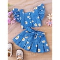 thumbnail image 2 of Suealasg 2Pcs Baby Girl Clothes 3 6 9 12 18 24 Months Infant Floral Ruffle Front Button Tops and Pleated Skirt with Belt Set Newborn Girl Summer Casual Outfits, 2 of 7