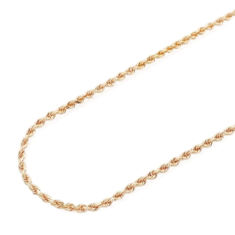 Solid 14k Rose Gold Diamond Cut Rope Chain Necklace 2mm-7mm 20