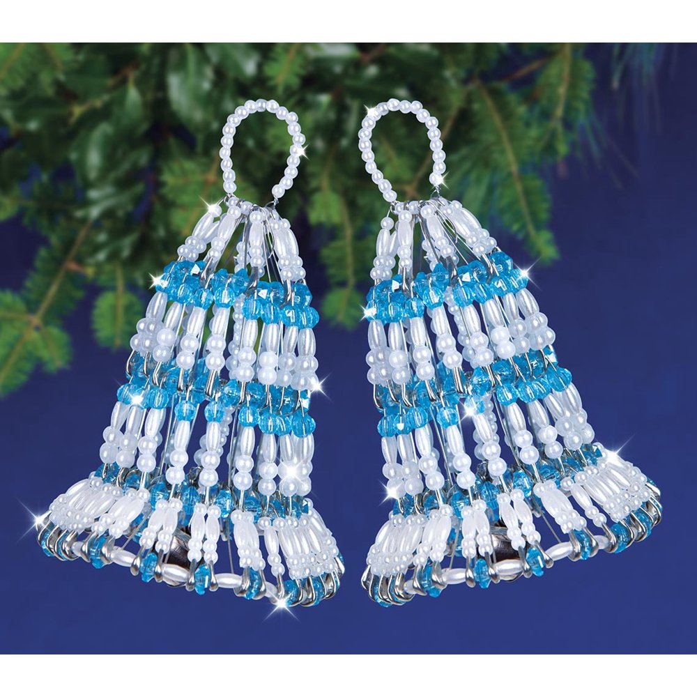 Design Works Pearl Safety Pin Bells Beaded Ornament Kit