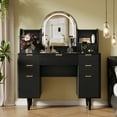 thumbnail image 2 of UGTOO 44.3" Makeup Vanity Desk with LED Mirror & 7 Drawers - Modern Wood Dressing Table Black, 3 Light Modes, Storage for Bedroom/Apartment, 2 of 7