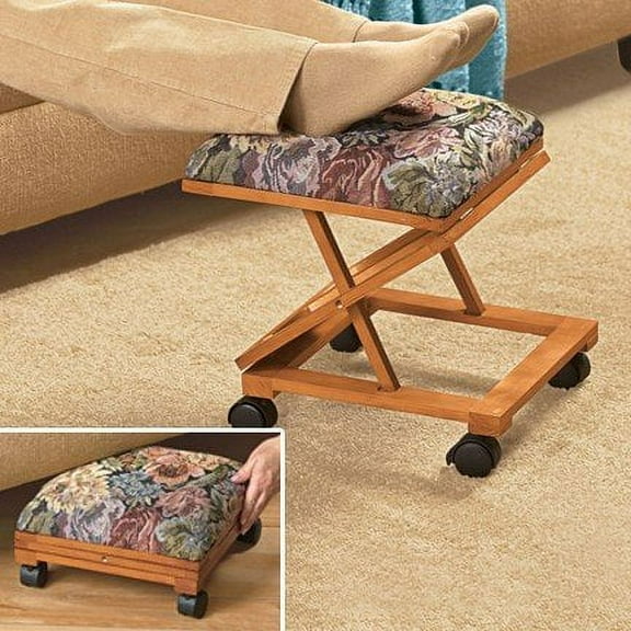 Adjustable Folding Tapestry Footrest with covered cushion