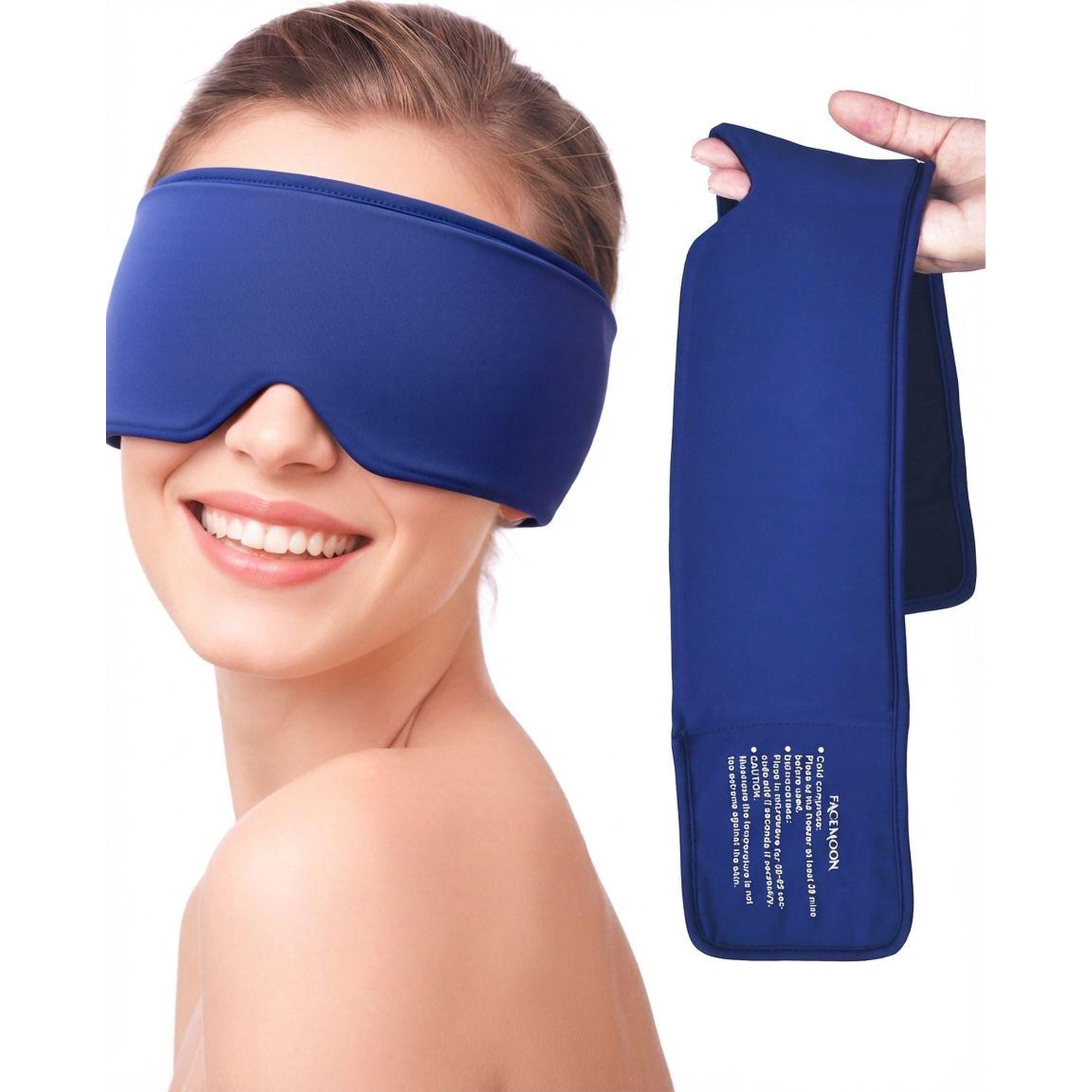 FACEMOON Comfort Cooling Eye Mask Large Size Soft Gel Design for Puffy Eyes Relief Flexible Reusable Sleep Aid Comfort Black