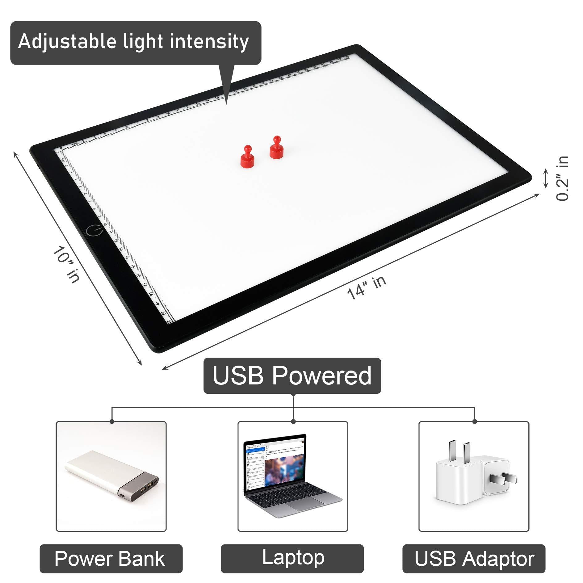 Voilamrt A4 LED Tracing Pad Tracing Board Light Box Light Pad Illumination  Light Panel, Dimmable Brightness with Paper Clip USB Cables