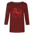 thumbnail image 5 of TaTaai Ladies 2026 New Year Festival Print 3/4 Sleeve Round Neck Blouse Casual Top Holiday Celebration Party Attire Gift, 5 of 5