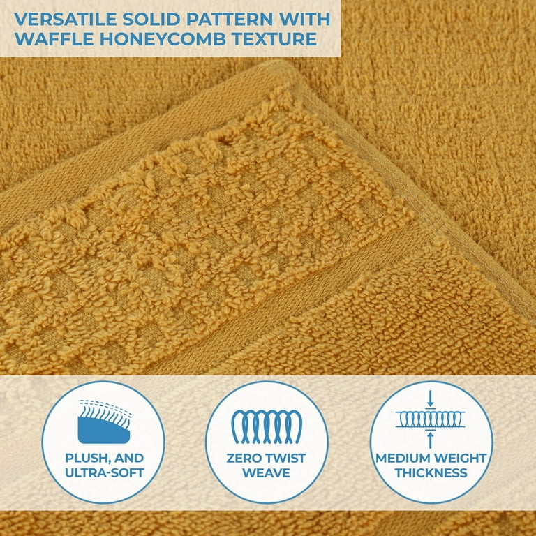Superior Zero Twist 12-Piece Cotton Face Towel Set, Waffle Border