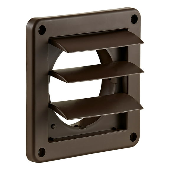Lambro 4-In. Plastic Wall Exhaust Dryer Vent with 3 Louvers, 1423B, Brown, 1423B