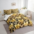 thumbnail image 4 of Manfei Glitter Leopard Print 7pcs Bedding Comforter Set, Girly Yellow Kawaii Bowknot Queen Bedding Sets, Modern Fashion Reversible Queen Sheet Sets, Lightweight Room Decor, 4 of 8