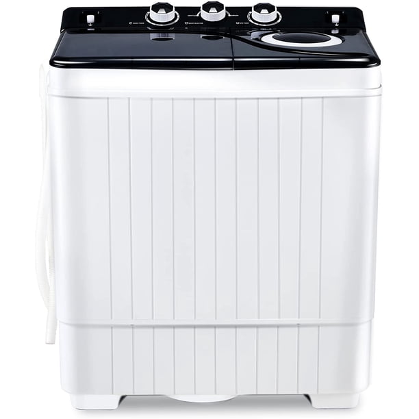 HABUTWAY Lavadora portátil Combinación de lavadora y secadora de 17,6 libras de capacidad 2 en 1 Mini lavadora compacta de doble tina (11 libras) y centrifugadora (6,6 libras) con bomba de drenaje por