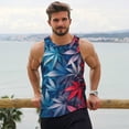 thumbnail image 6 of KLL Red And Blue Leaves Print Men's Muscle Gym Workout Stringer Tank Tops Bodybuilding Fitness T-Shirts Tank Tops Men-4X-Large, 6 of 7