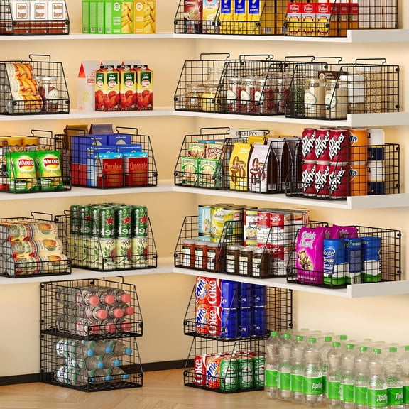 5 Pack XXL Stackable Wire Storage Basket